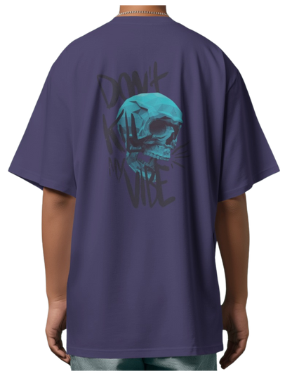 "Don't Kill My Vibe" Oversized Printed Cotton T-Shirt