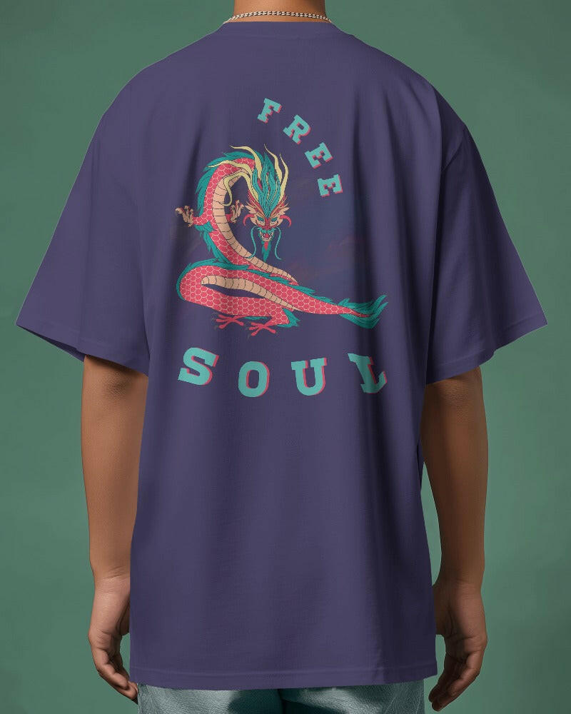 "Free Soul" Oversized Printed Cotton T-Shirt