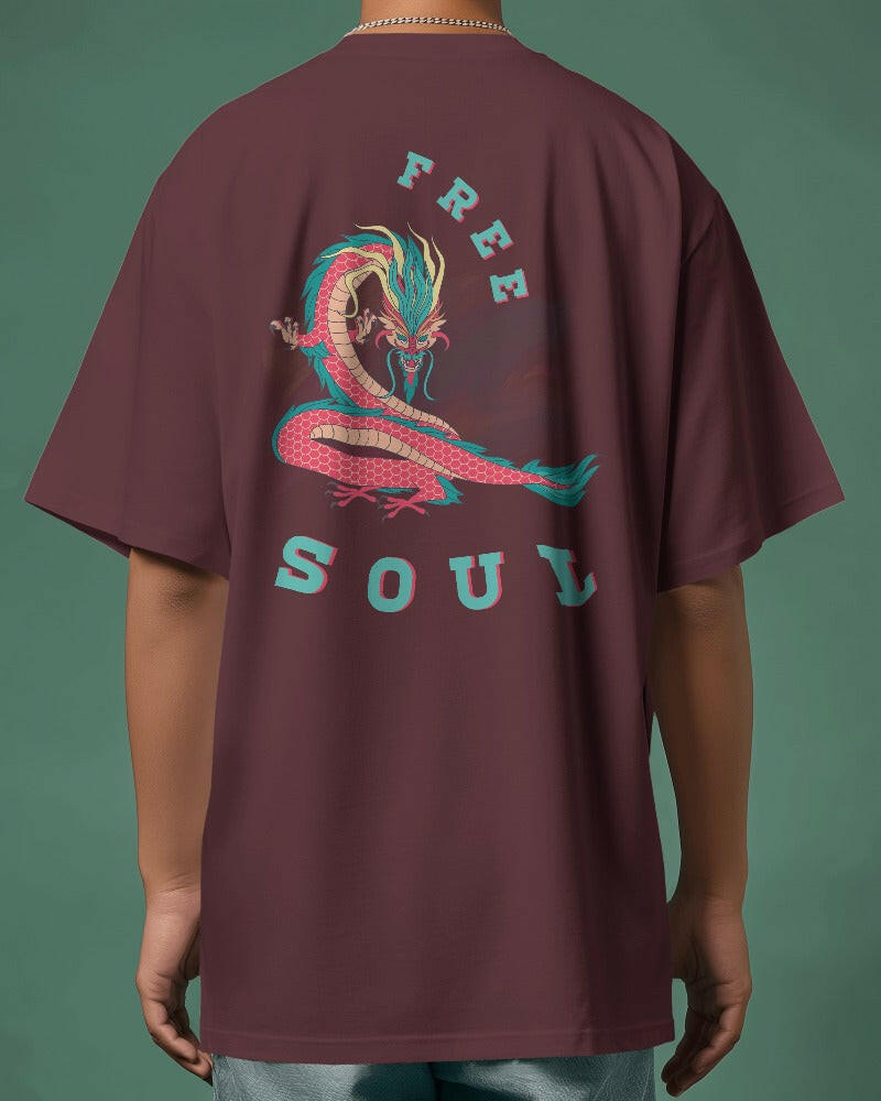 "Free Soul" Oversized Printed Cotton T-Shirt